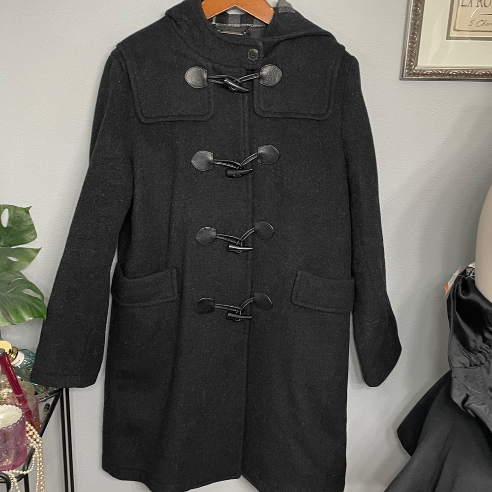 Tomboy Charcoal/Gray Double Faced Wool Duffle Coat size Large